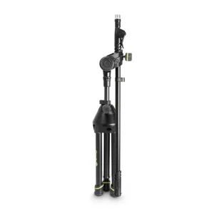 Laag microfoonstatief met driepoot en telescopische hengel